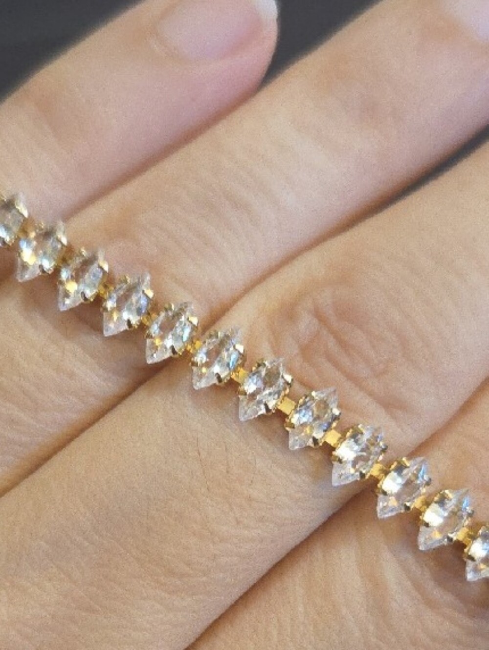 Gold Crystal Tennis Bracelet - Women's Jewelry - Picture 3 of 6
